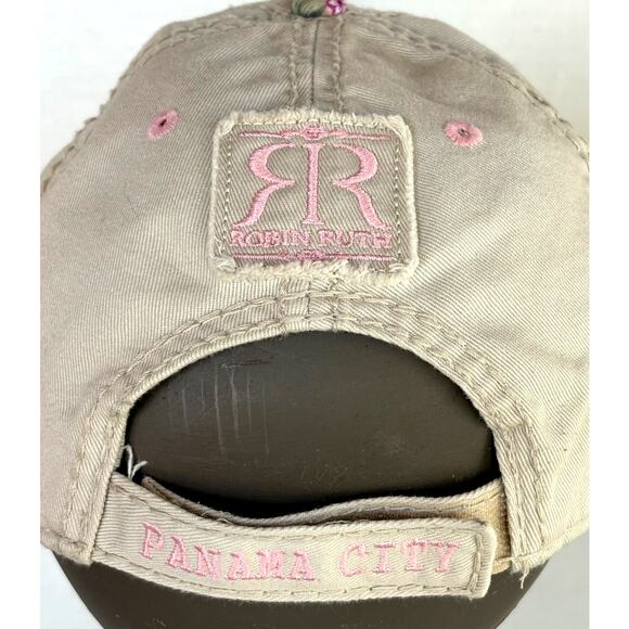 PANAMA CITY Emerald Coast Robin Ruth Khaki/Floral Ball Cap-Distressed Hat Women - Picture 4 of 8